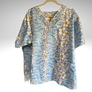 Hawaiian Togs Medical Scrub Pullover Floral Print Top Size 2X